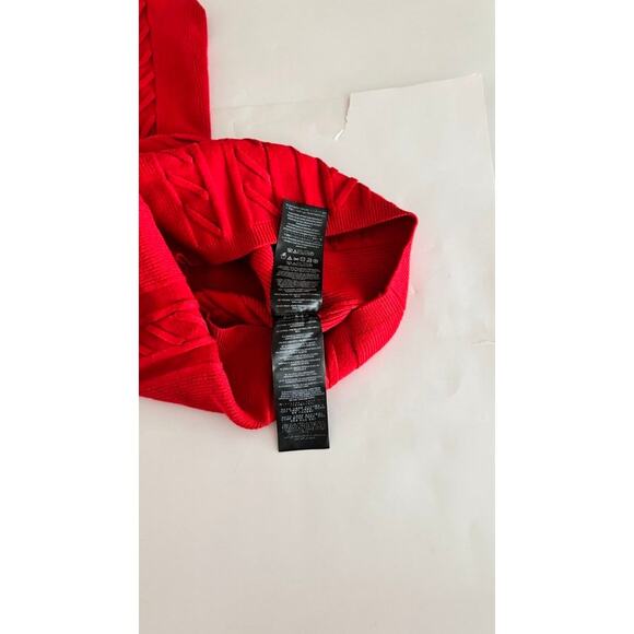 Guess Red Cold Shoulder Sweater Dress | Lace-Up Front Bodycon Knit | Size M - Picture 6 of 15